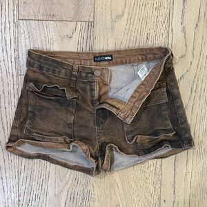 Fashion Nova Vintage Brown Jean Shorts